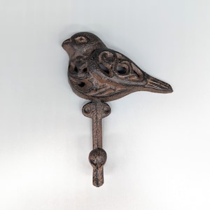 Gusseisen rustikaler Vogel Wandhaken, 11,5 x 14,5 cm | Schlüsselanhänger | Haken | Vogel Wand Dekor | Wanddekoration | Landhaus Dekor