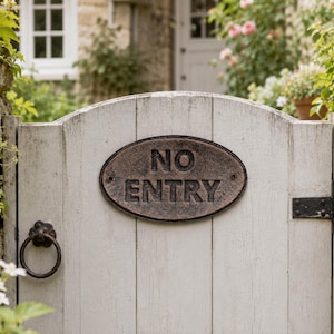 No Entry Cast Iron Sign | Country Cottage Wall Decor