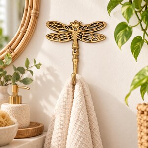Distressed Golden Dragonfly Wall Hook | Entry Key Rack Hanger