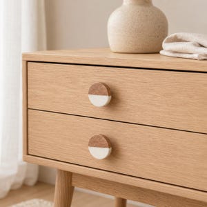 White Stone Wood Cabinet Knob | Dresser Drawer Pull | Kicthen Door Knob
