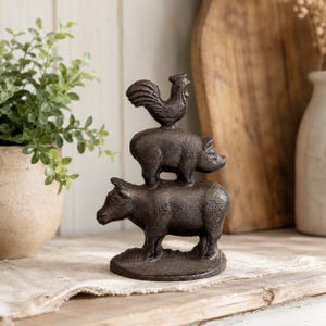 Cast Iron Animal Stack Wedge Ornament | Cottage Decor | Doorstop