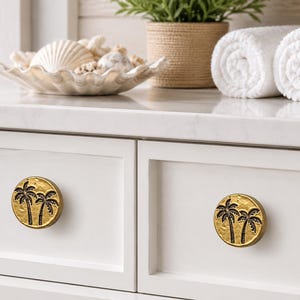 Tropical Palm Tree Golden Metal Knob | Cabinet Handle | Kitchen Drawer Pull