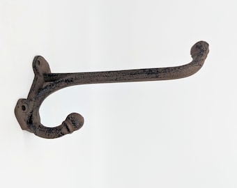 Rustic Brown Dual Cast Iron Wall Hook | Key Rack Hanger | Hook | Wall Decor