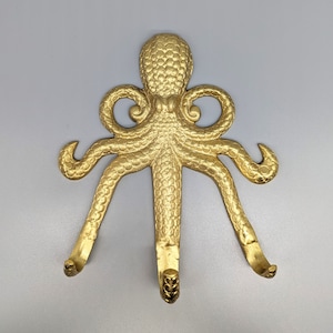Golden Octopus Metal Wall Hook | Key Rack Hanger | Hook | Coastal Wall Decor | Coat Hook | Entry Hook | Octopus Wall Decor | Octopus Gifts