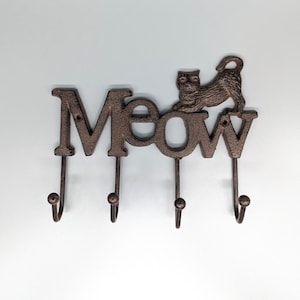 Cat Meow Cast Iron Wall Hook , 20 x 17 cm | Key Rack Hanger | Hook | Cat Wall Decor | Wall Decor | Country Decor | Cat Gifts