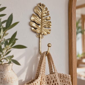 Golden Leaf Metal Wall Hook | Luxe Home Decor