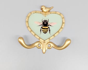 Haczyk ścienny Golden Queen Bee | Dekoracyjny wieszak na klucze wejściowe