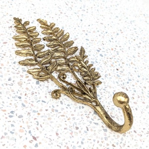 Golden Fern Metal Wall Hook, 6 x 15 cm | Key Rack Hanger | Hook | Fern Wall Decor | Coat Hook | Entry Hook