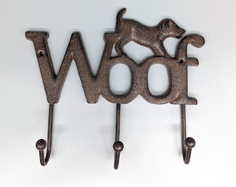 Dog Woof Cast Iron Key Wall Hook | Key Rack Hanger | Hook | Dog Wall Decor | Wall Decor | Country Decor | Dog Gifts