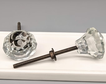 Gałka z przezroczystego szkła kryształowego | Uchwyt do szuflady szafki | Gałka do drzwi kuchennych