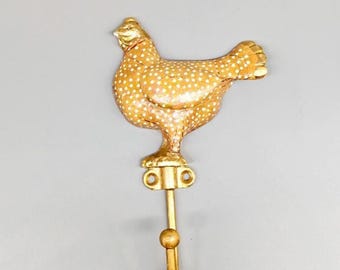 Gancho de pared con forma de gallina dorada / Perchero para llaves / Gancho para abrigos / Gancho de entrada / Decoración para casa de campo / Regalos con forma de gallina