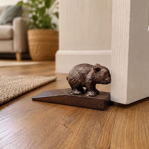 Cast Iron Wombat Door Stopper | Cottage Decor | Native Australian Animal Door Wedge