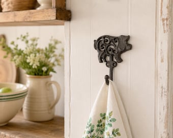 Gancho de pared de hierro fundido con forma de cerdo, colgador de llaves, decoración para la entrada