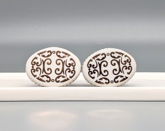 Pomello ovale in ceramica bianca dorata marocchina / maniglia per cassettiera / maniglia per mobiletto / pomello per porta cassetto cucina