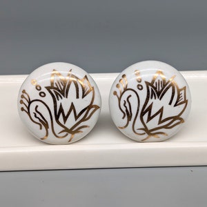 Hand-Painted Golden Swan Ceramic Knob | Nursery Dresser Pull