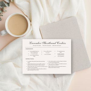 Canva Recipe Card Template – Printable Editable Recipe Cards – Modern Minimalist Recipe Template – Instant Digital Download
