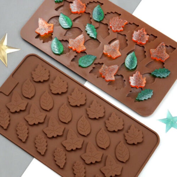 24 Cavity Leaf Leaves Silicone Chocolate Mould Décoration Baking Mold Candy Cookies Jelly Wax Melts Ice Soap 3D BPA free