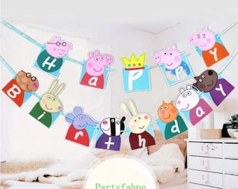 5 mètres Peppa Pig joyeux anniversaire bannière banderoles décoration de fête drapeaux enfants