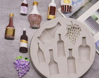 Wine Bottle Silicone Fondant Chocolate Mould Decorating Baking Mold Candy Cookies Jelly Wax Melts Ice Soap 3D BPA free