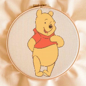 Modèle facile de point de croix inspiré de Winnie l'ourson - Téléchargement immédiat