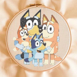 Heeler Family Easy Bluey Inspired Cross Stitch Pattern - Instant Download