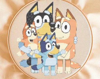 Heeler Family Easy Bluey Inspired Cross Stitch Pattern - Instant Download