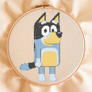 Bandit Bluey Inspired Easy Cross Stitch Pattern - Instant Download