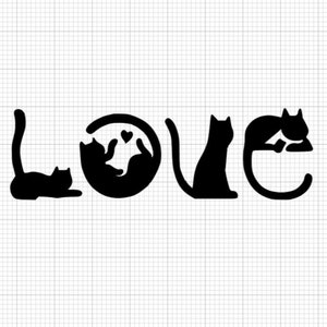 Ornement de chat svg, lettre de chat svg, chat love svg, chat maman svg, chat fenêtre svg, chat slihouette cadre svg, chat de rue svg, Love Cat SVG