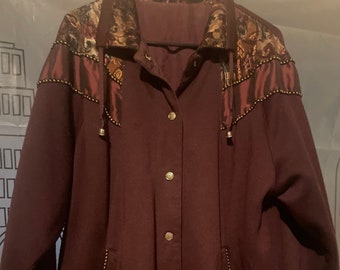 90's Maroon Tapestry Coat