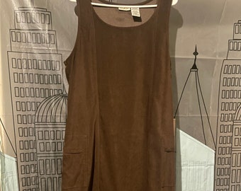 90's White Stag Brown Faux Suede Jumper Dress