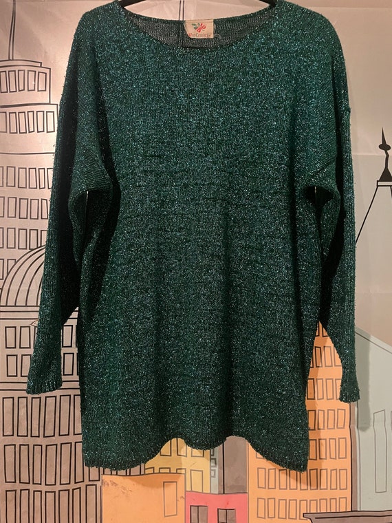 Vintage Shimmer Green 80s Volup Sweater - image 1