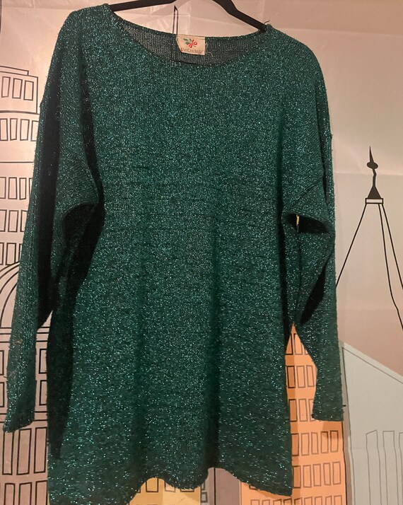 Vintage Shimmer Green 80s Volup Sweater - image 3