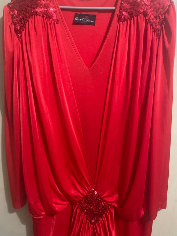 Sexy Volup Vintage Red Sequined Drop Waist Gown - image 2