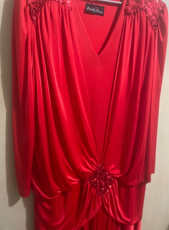 Sexy Volup Vintage Red Sequined Drop Waist Gown - image 1