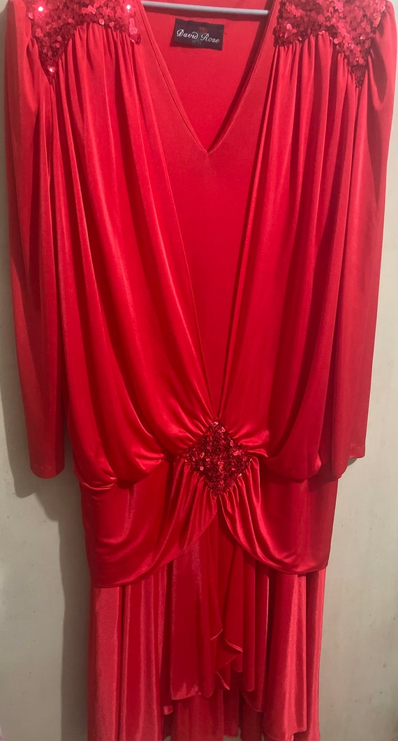 Sexy Volup Vintage Red Sequined Drop Waist Gown - image 5