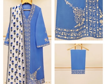 3 piece original aghanoor lawn embroidered suit
