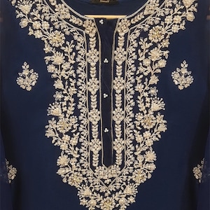 Agha Noor Embroidered Chiffon Shirt & Raw Silk Pant Set