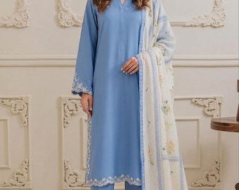 3 pc embroidered agha noor lawn suit