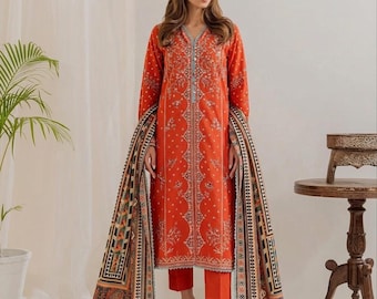 3 piece size medium -XL lawn embroidered suit agha noor