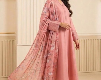 3 pc size(SMALL and LARGE) cotton net frock