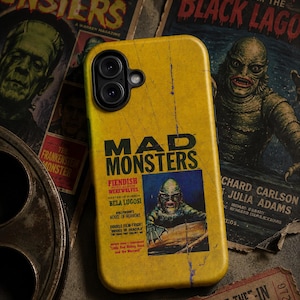 レトロホラー映画ハロウィンスマホケース ヴィンテージモンスターイエローケース ヴィンテージゴシックホラー映画愛好家オールドハリウッドスマホケースグランジ