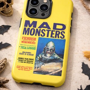 Retro Horror Movie Halloween Phone Case Vintage Monster Yellow Case Vintage Gothic Horror Movie Lover Old Hollywood Phone Case image 6
