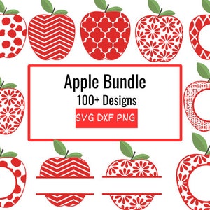 Apple Svg Bundle, School Apple SVG, Apple Monogram, Apple Cut File, Apple Clipart, Apple Silhouette, Apple Name SVG, Apple Png, Split Apple