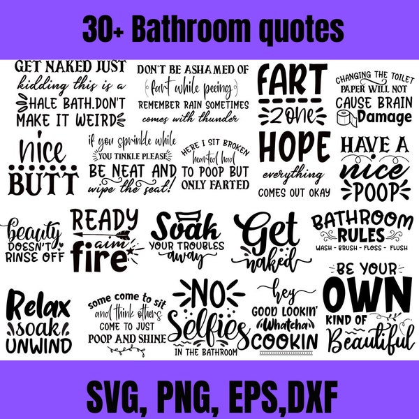 Funny Bathroom Signs svg bundle - Bathroom Quotes svg designs - bathroon wall decor dxf png eps svg cut file for cricut bundle
