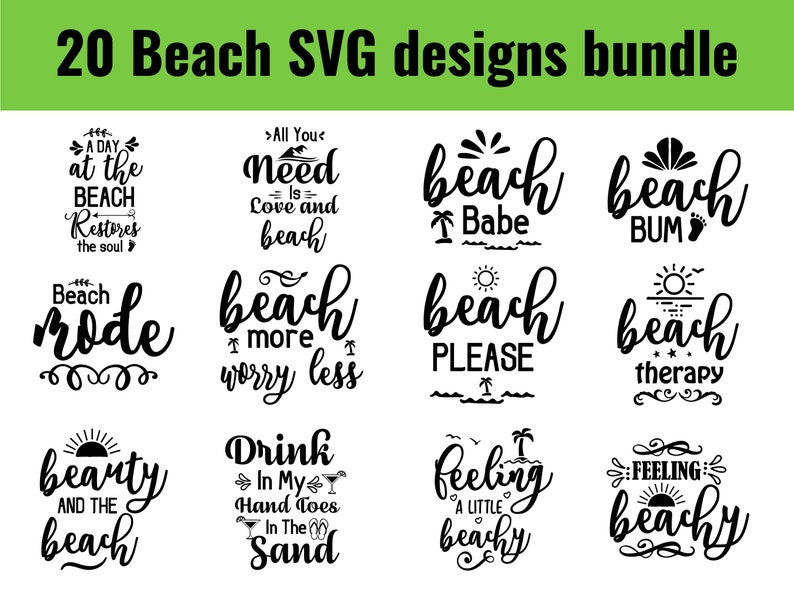 BEACH SVG Bundle, Beach Quotes SVG, Beach Clipart, Summer Cut Files for Cricut, Beach Life Svg