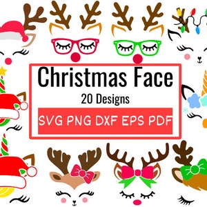 Christmas Faces, Christmas Reindeer Faces SVG PNG Bundle, Girl Reindeer SVG, Boy Reindeer Svg, Christmas  Svg, Cute Reindeer Face Svg Cricut