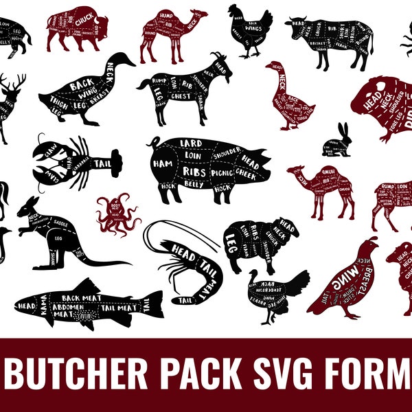 Butcher SVG Bundle, Butcher's Guide SVG, Cuts of Meat SVG, Meat Svg, Beef svg, Butcher Cut file, Kitchen Svg Smoke That Svg beef pork