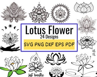 LOTUS SVG, Lotus Flower Svg, Lotus Clipart, Lotus Cricut , Lotus Cut Files, Lotus Flower Clipart, Lotus Silhouette, Hinduism Svg, Flower svg