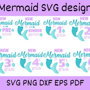 Sirena ritorno a scuola in formato SVG, ritorno a scuola in formato SVG, primo giorno di scuola in formato SVG, file tagliati sirena, pacchetto ritorno a scuola, scuola di sirena in formato SVG,