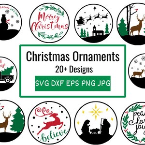 Christmas ornament svg bundle, Christmas svg, Merry Christmas svg, Believe svg, Christmas cut file, Christmas scene svg, Round ornament svg